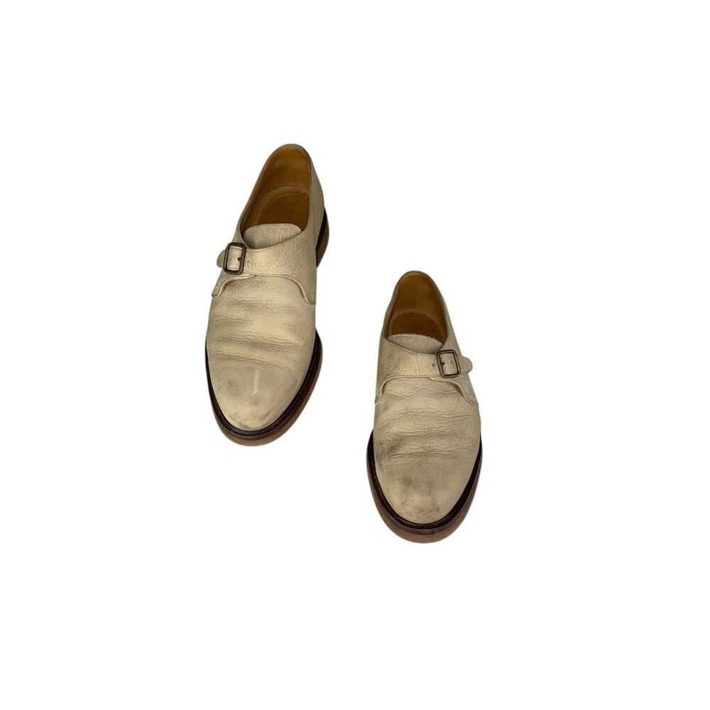 Giorgio Armani Mens Suede Toe Monk Strap Oxford Dress Shoes Beige Size 9